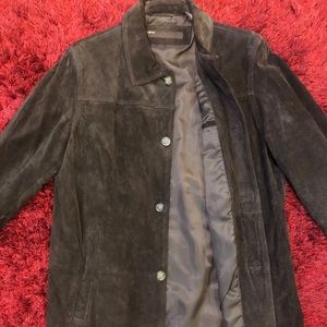 Perry Ellis Leather Brown Coat Size Medium